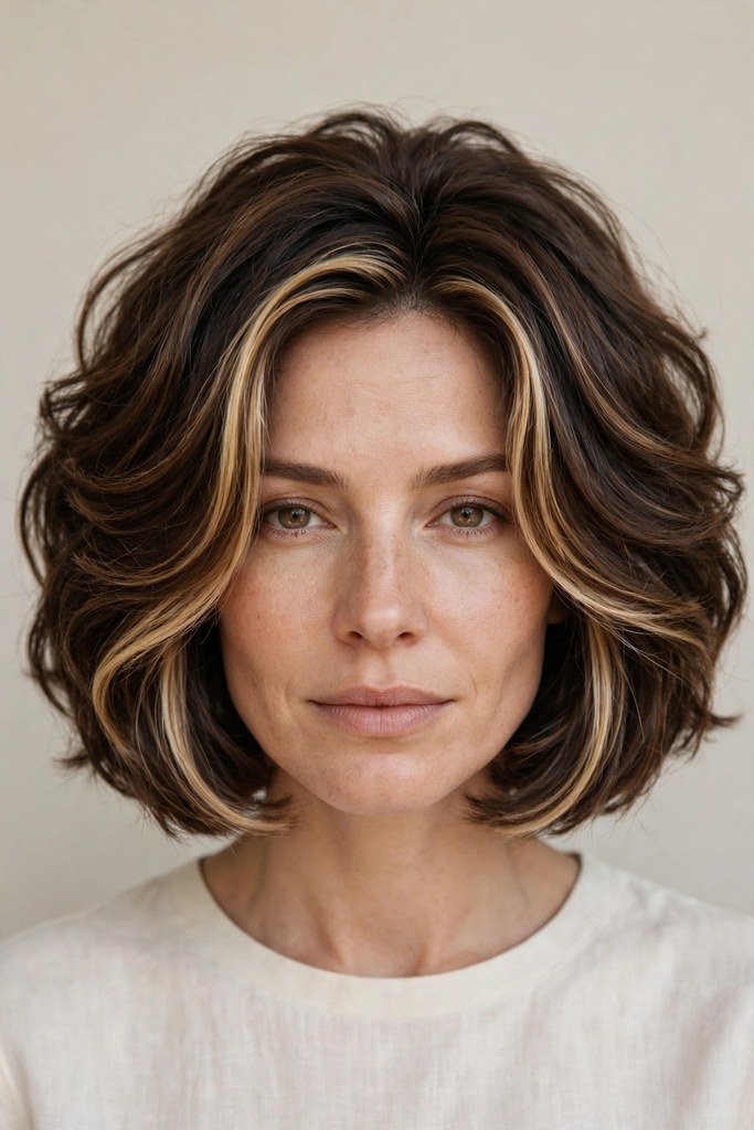 Face-Framing Bob with Highlights