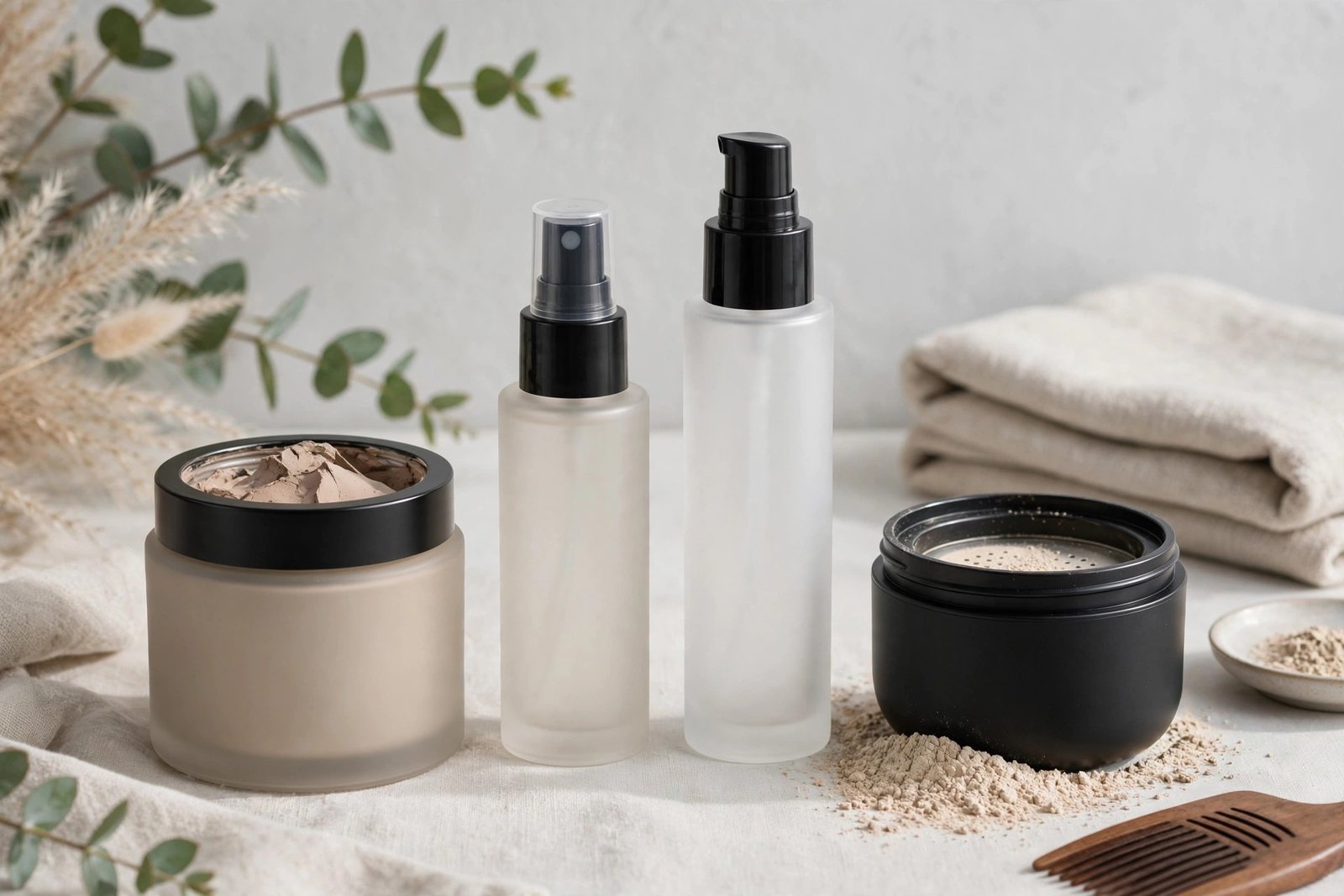 Matte clay sea salt spray and texture powder for textured messy hair men styling