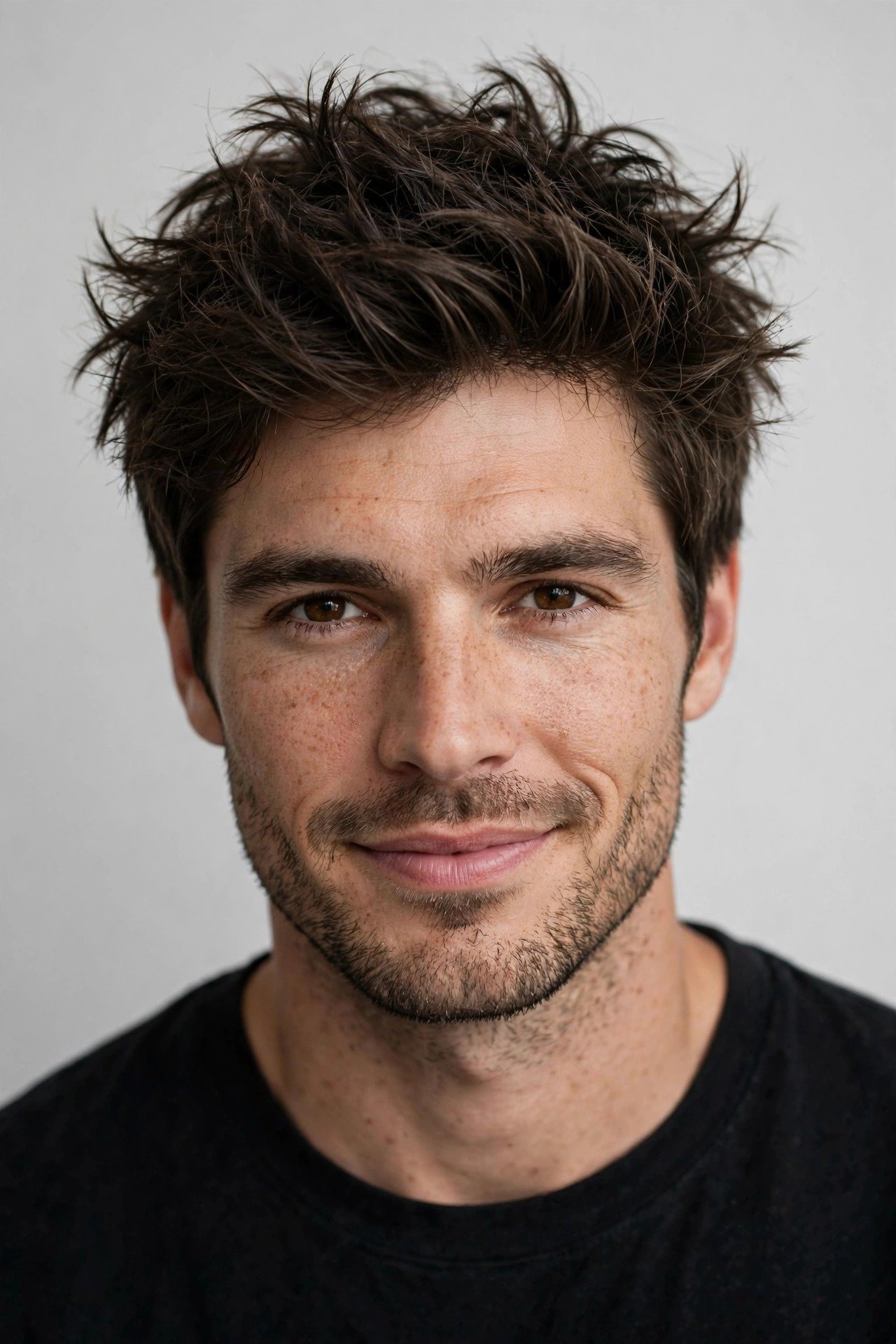 Confident man with finished textured messy hair men style 2026