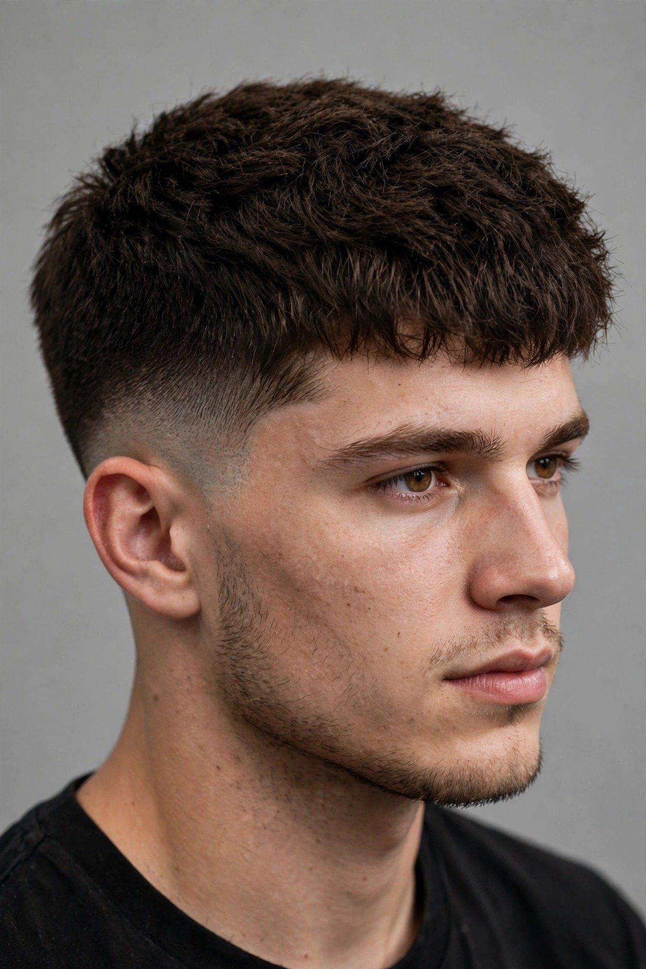 Textured crop haircut for thick hair men, thinned interior with clean textured top