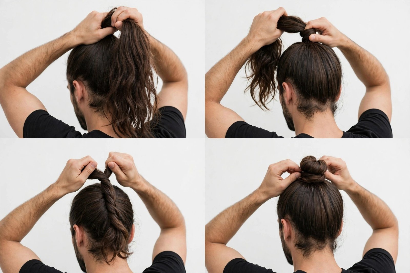 Step by step guide to tying a top knot men hairstyle with proper technique