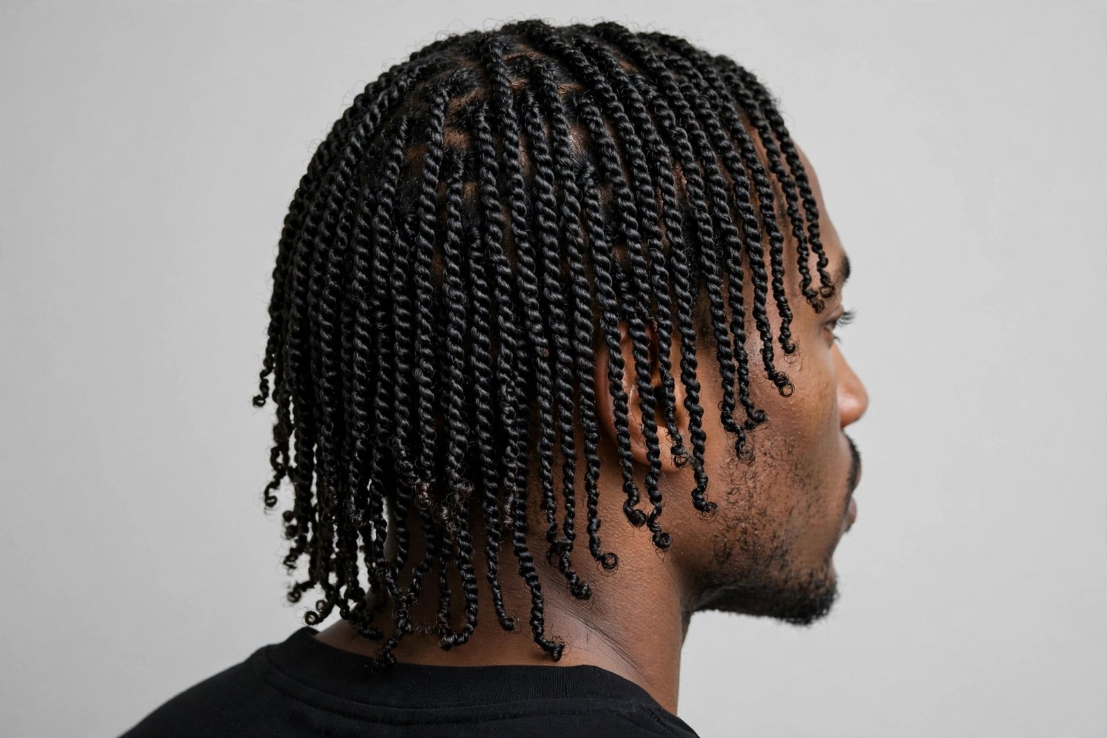 Micro two strand twists men, fine small twisted sections with detailed texture