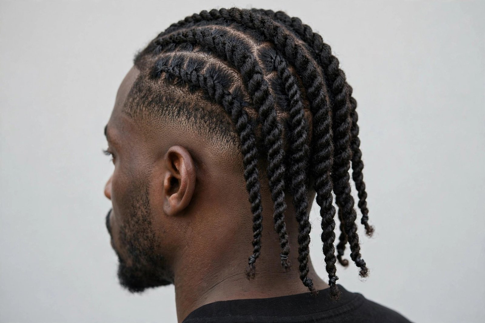 Two strand twists men with temple fade, twists with sharp faded temples