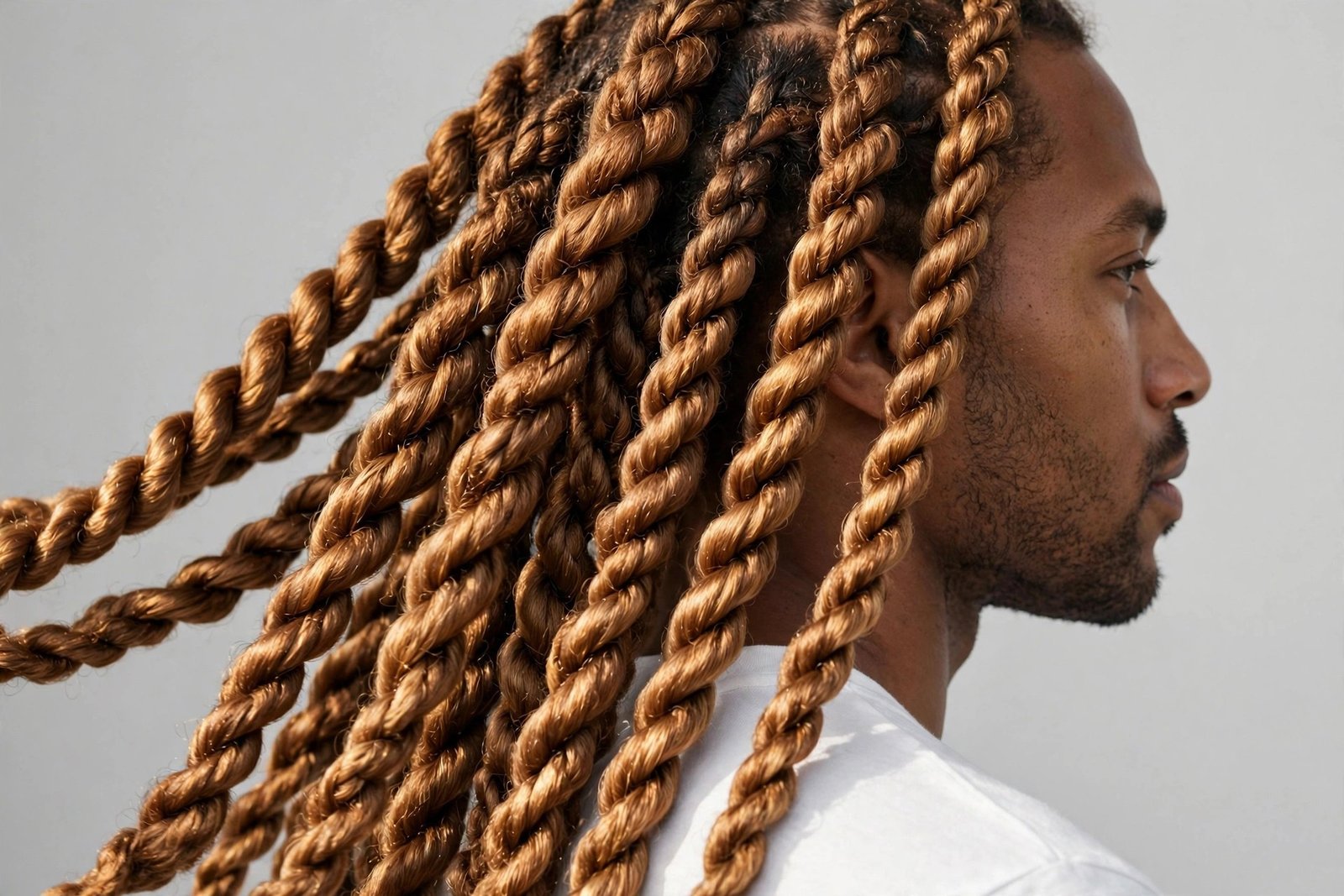 Dyed two strand twists men, twisted hair with rich color dimension