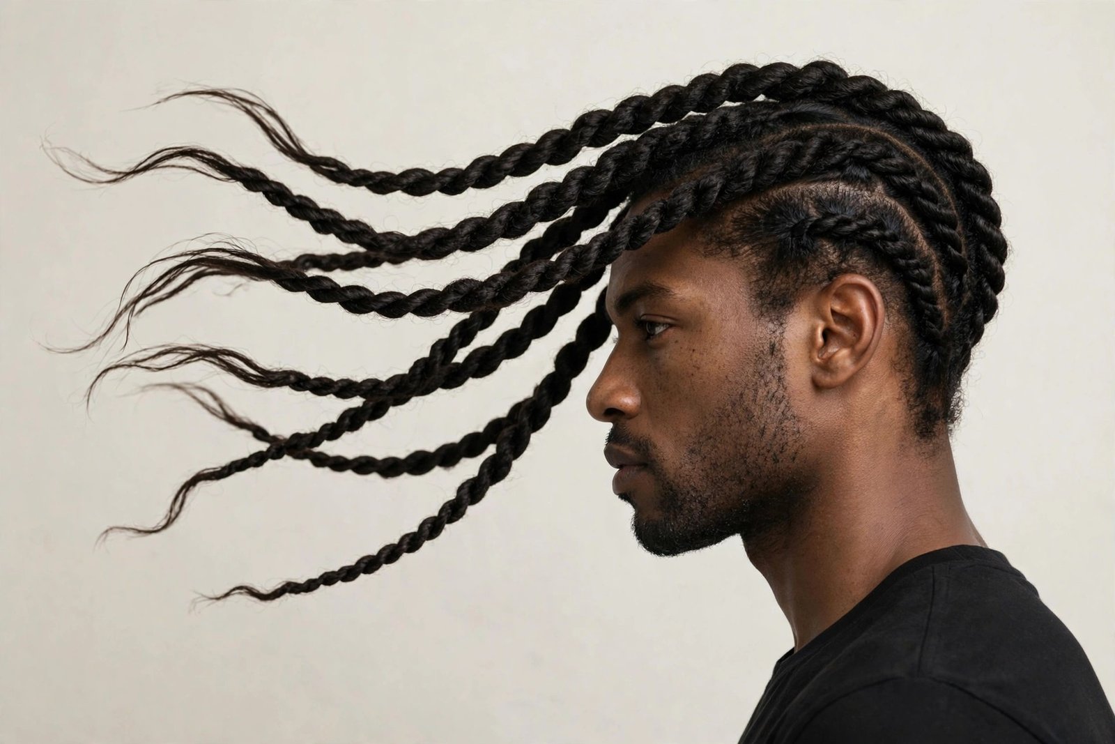 Side swept two strand twists men, twists styled sweeping to one side
