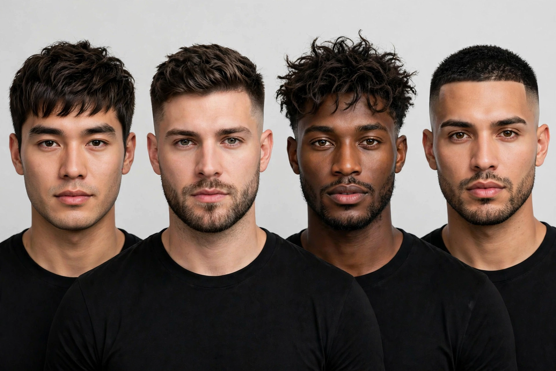 barbershop style chart showing multiple warrior cut variations on different men