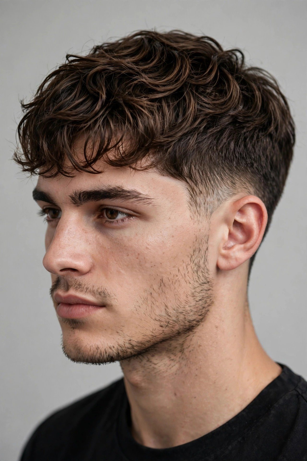 Wavy textured crop haircut men, short defined waves with textured fringe and tapered sides
