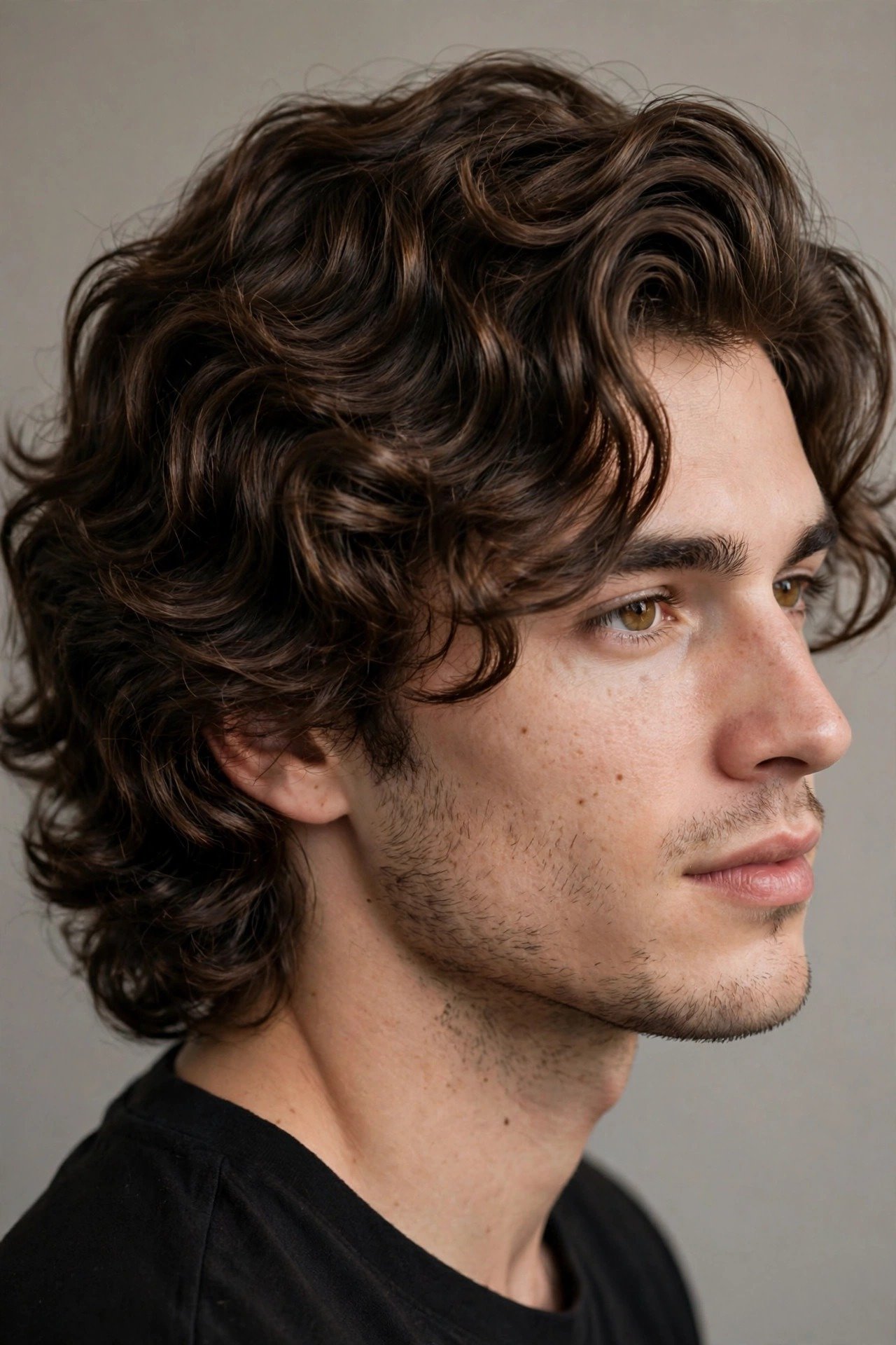 Variety of wavy men's hairstyles showing natural S-wave texture, volume and movement