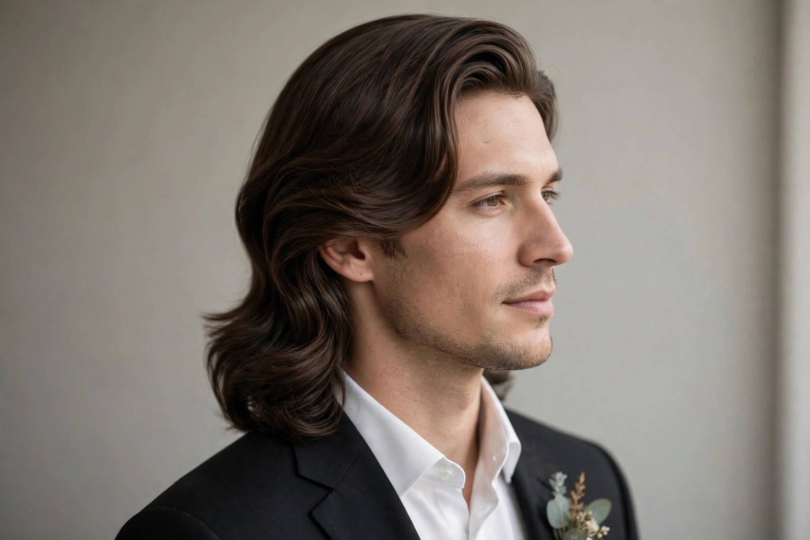 Refined bro flow wedding hairstyle for men with natural movement