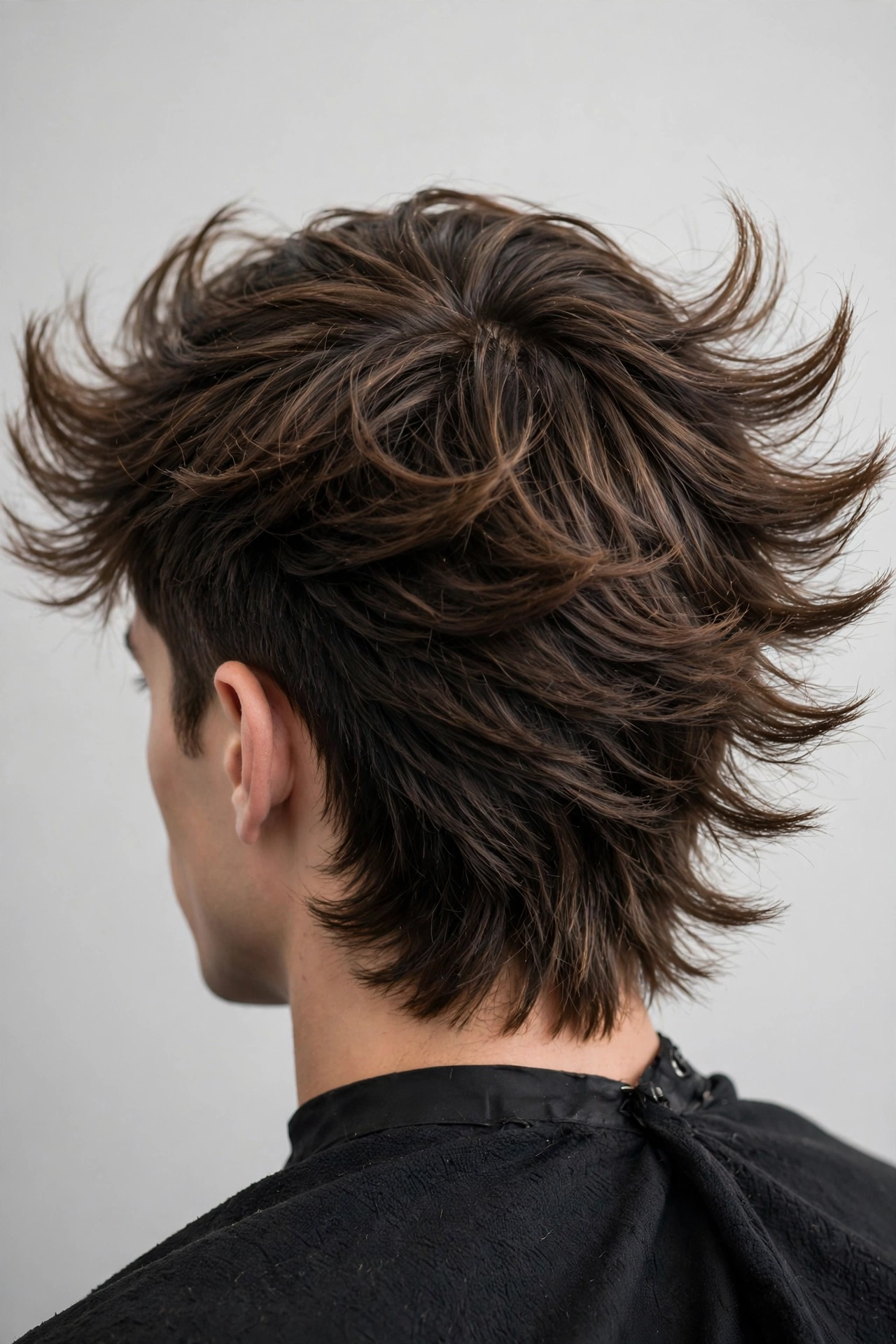 Comparison-style shot of a wings haircut with feathered sides flicking outward