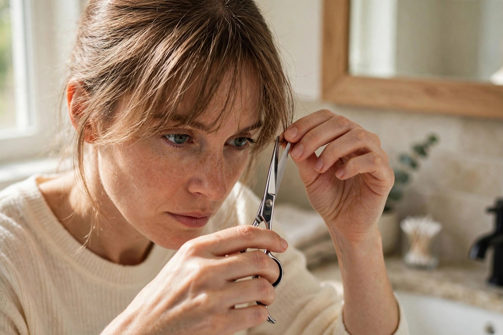 Trimming wispy bangs at home