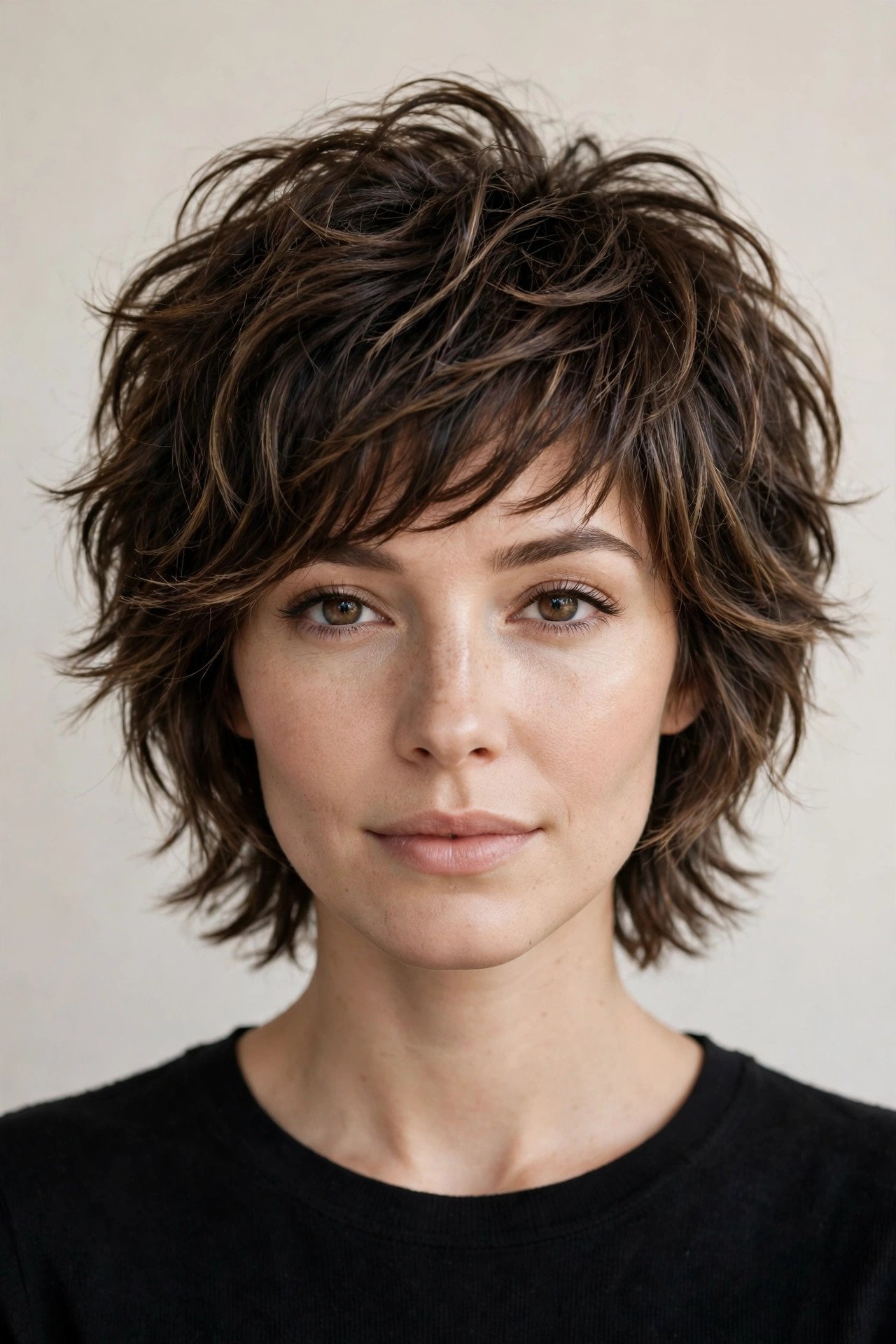 Short wolf cut hairstyle for women