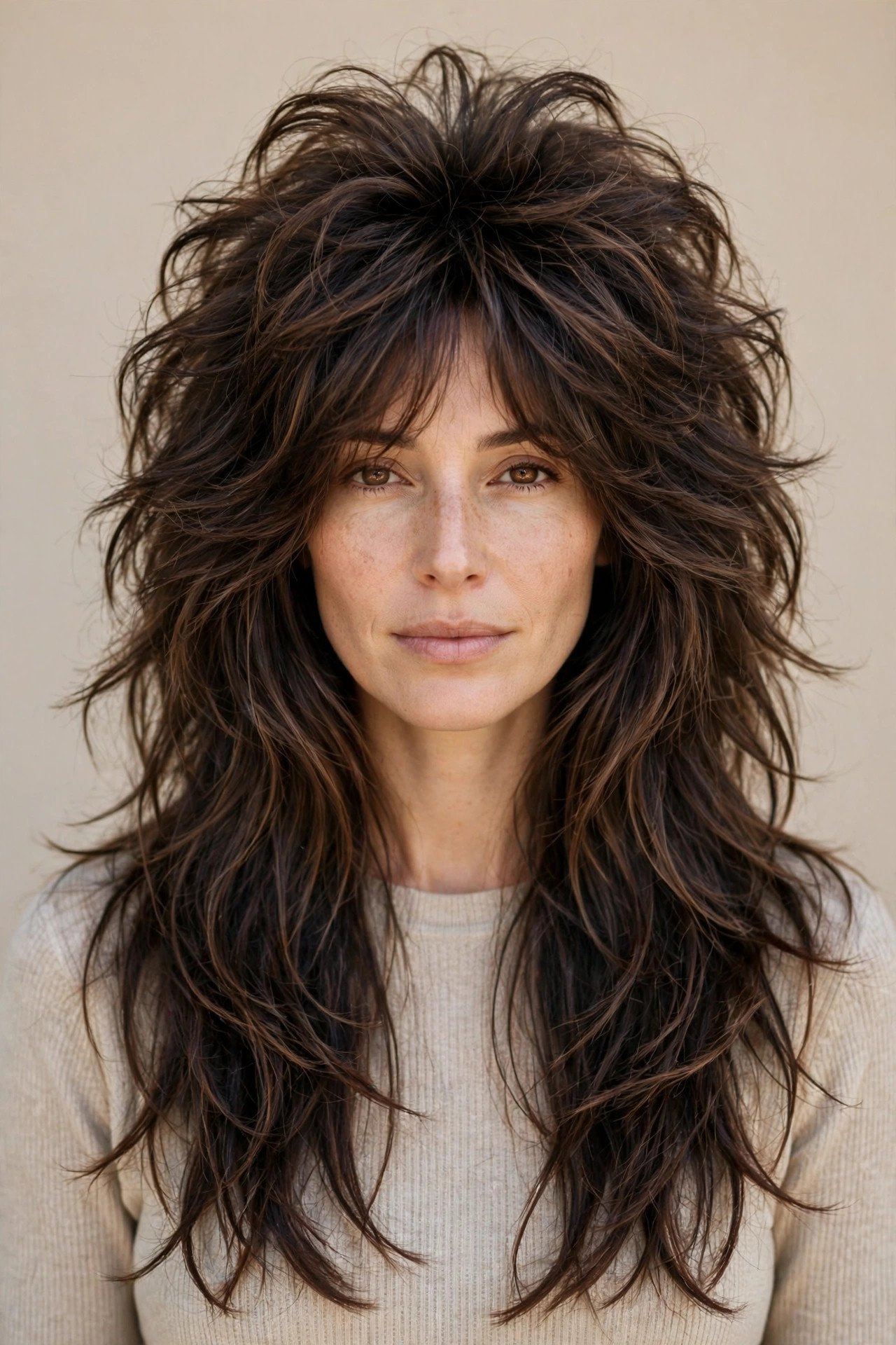 Long wolf cut hairstyle for women
