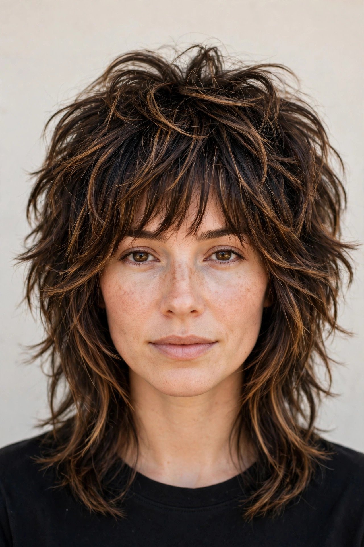 Wolf cut with highlights for women
